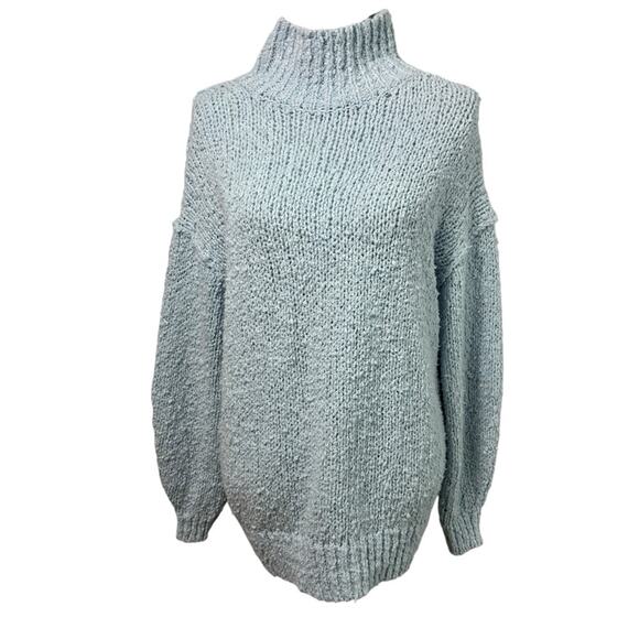 ANTHROPOLOGIE THE NEED IT OVERSIZED MOCK NECK LIGHT BLUE SWEATER SIZE XS - Picture 2 of 8